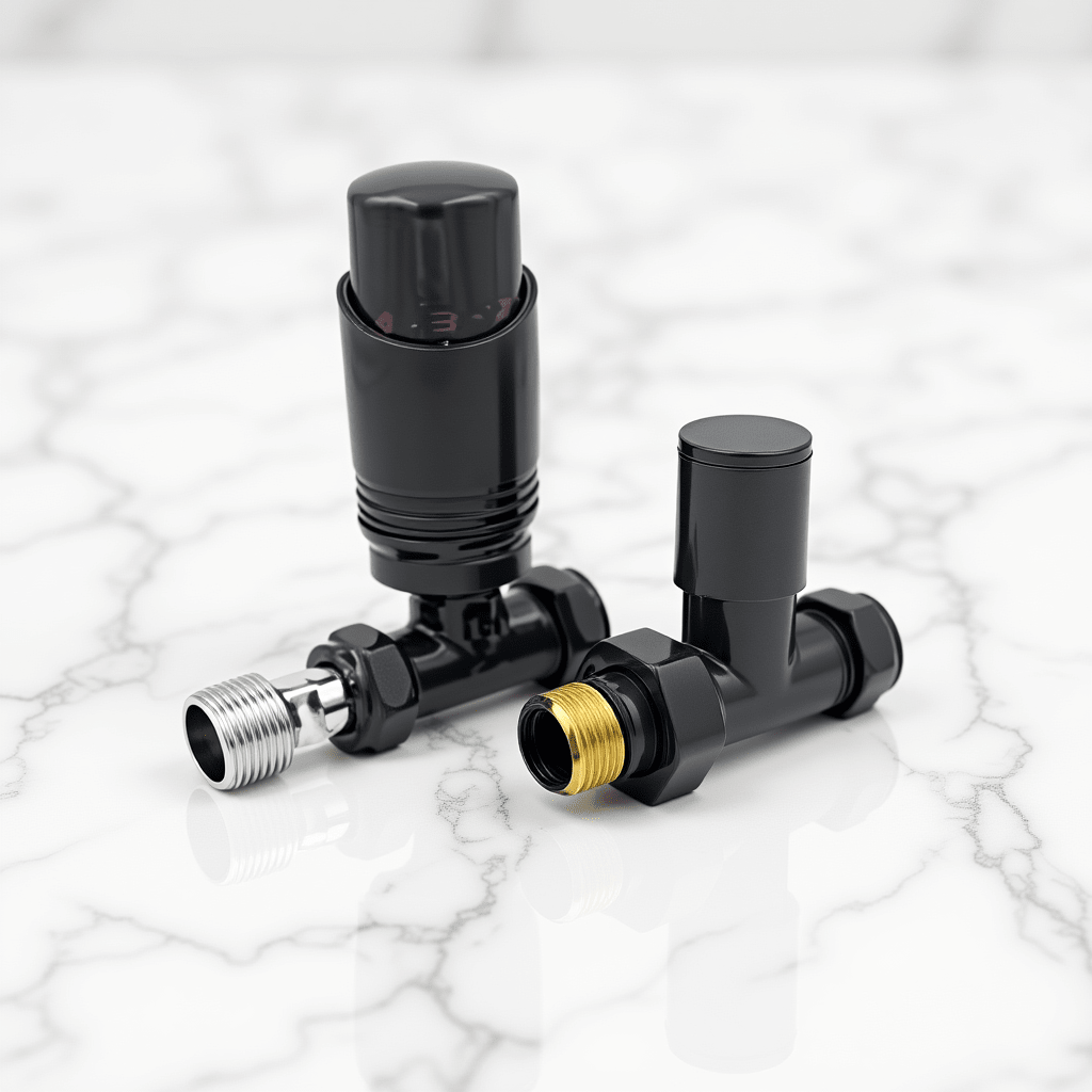 Eucotherm Deluxe TRV Valves Straight Anthracite in Anthracite