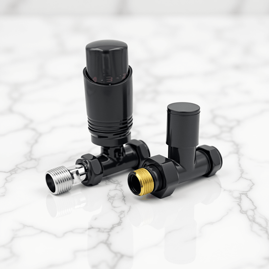 Eucotherm Deluxe TRV Valves Straight Anthracite in Anthracite