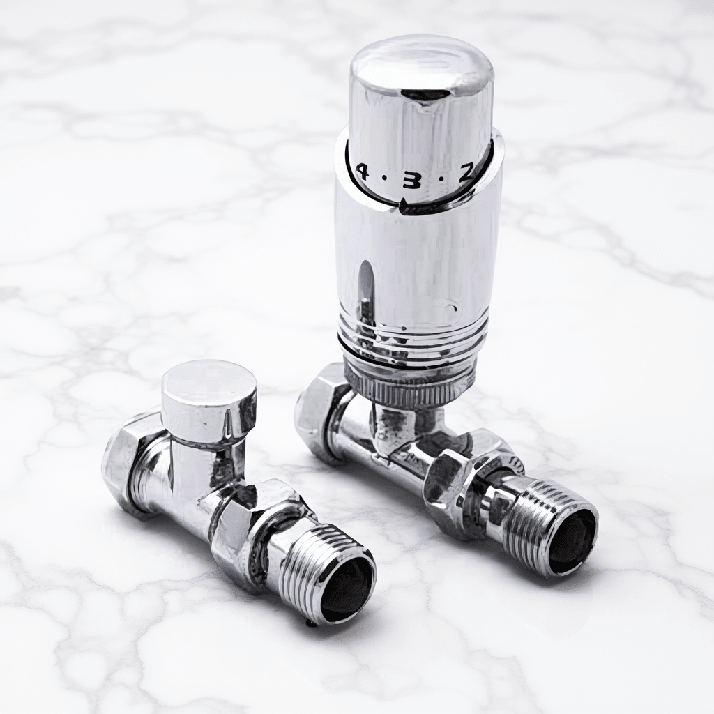 Eucotherm Deluxe TRV Valves Thermostatic Straight Chrome in Chrome