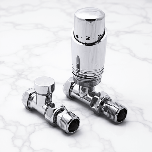 Eucotherm Deluxe TRV Valves Thermostatic Straight Chrome in Chrome