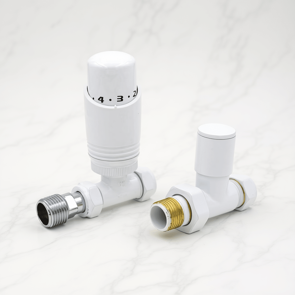 Eucotherm Deluxe TRV Valves Thermostatic Straight White in White