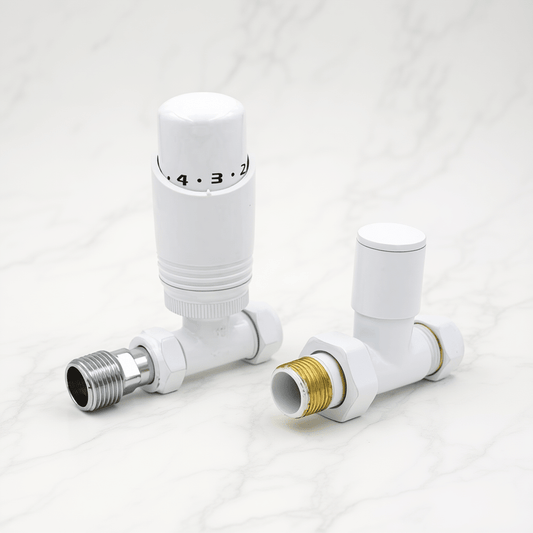 Eucotherm Deluxe TRV Valves Thermostatic Straight White in White