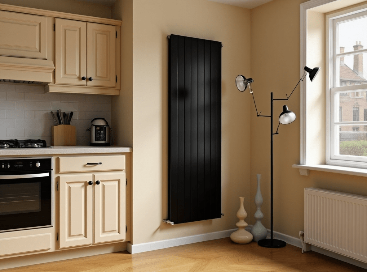 Eucotherm Mars Duo Vertical Flat Panel Designer Radiator in Black in 1500 H X 445 W