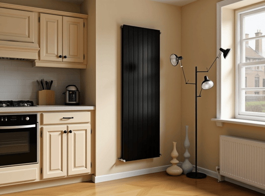 Eucotherm Mars Duo Vertical Flat Panel Designer Radiator in Black in 1500 H X 445 W
