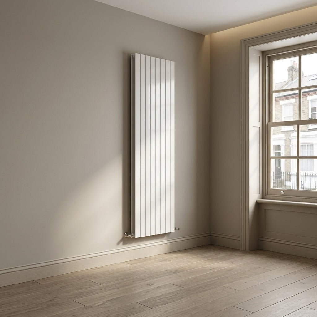 Eucotherm Mars Duo Vertical Flat Panel Designer Radiator in Silver in 900 H X 595 W
