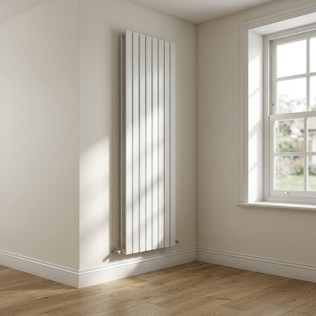 Eucotherm Mars Duo Vertical Flat Panel Designer Radiator in Silver in 900 H X 595 W