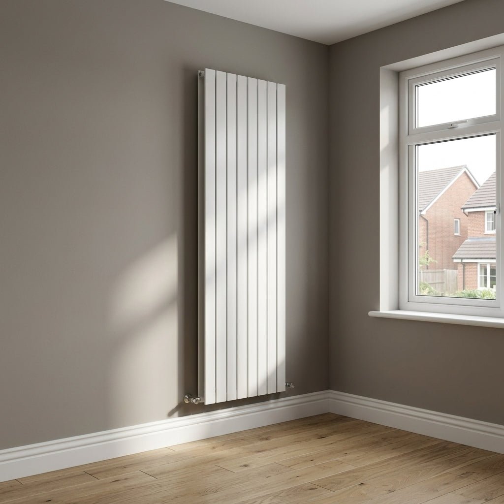 Eucotherm Mars Duo Vertical Flat Panel Designer Radiator in Silver in 900 H X 595 W