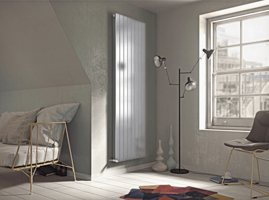 Eucotherm Mars Duo Vertical Flat Panel Designer Radiator in Silver in 900 H X 595 W