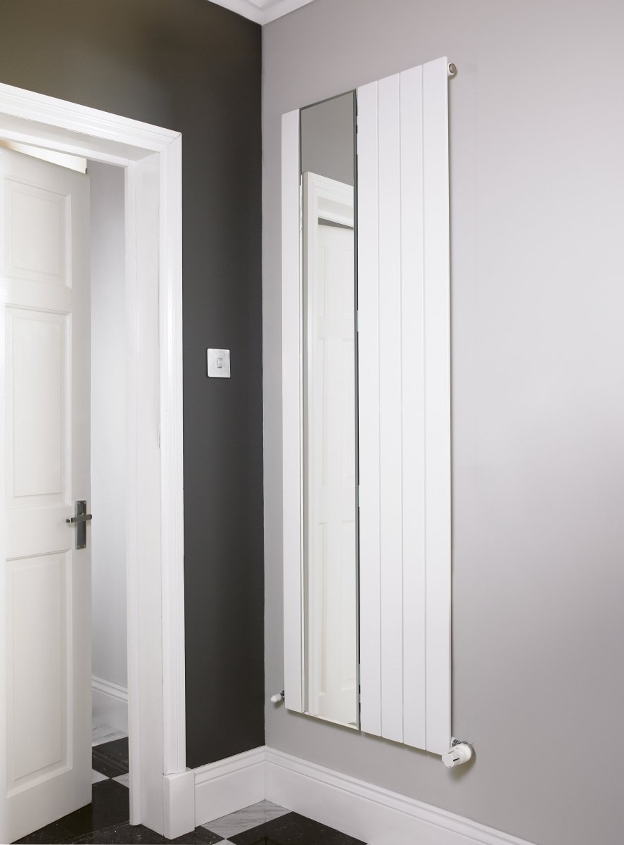 Eucotherm Mars Mirror Single Vertical Flat Panel Radiator in White