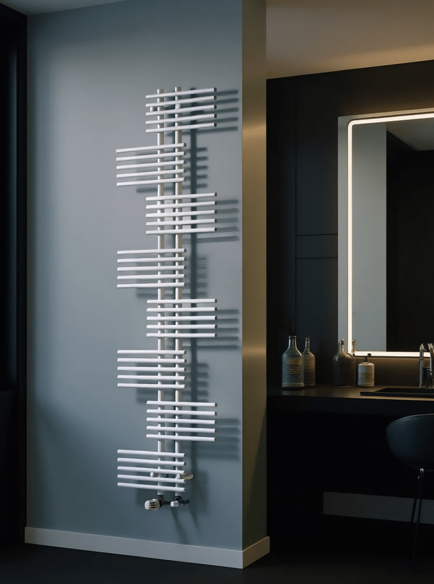 Eucotherm Parallel Designer Towel Radiator in White in White