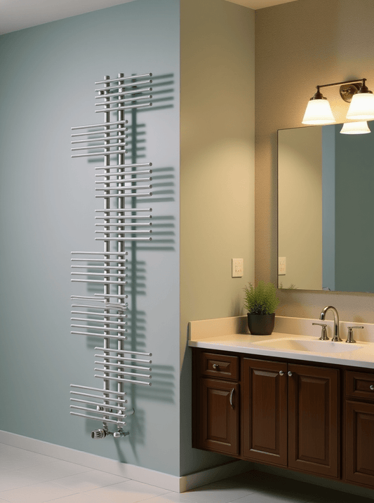 Eucotherm Parallel Steel Designer Towel Radiator in Silver Chrome 1762H X 650W in Chrome