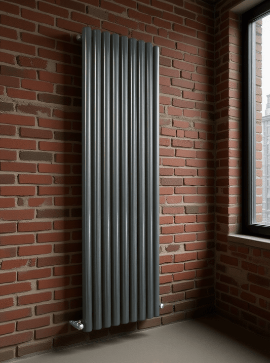 Eucotherm Vulkan Round Tube Single Vertical Designer Radiator in 1500 H X 435 W