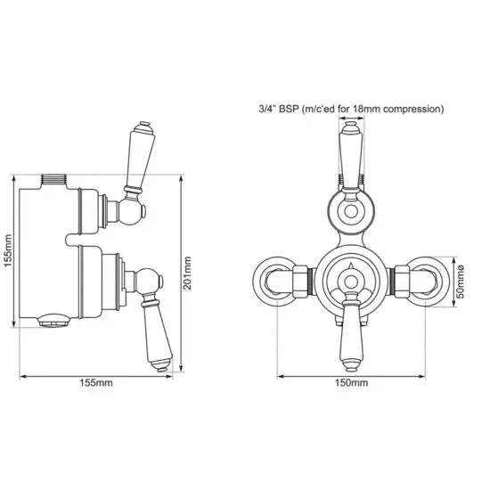 Hurlingham Exposed Thermostatic Shower Valve - Ice Cold Spice | Nickel