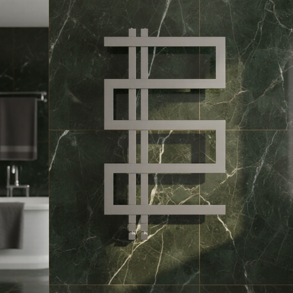 Carisa Ibiza Geometric Stainless Steel Bathroom Radiator | 2 finishes, 3 sizes