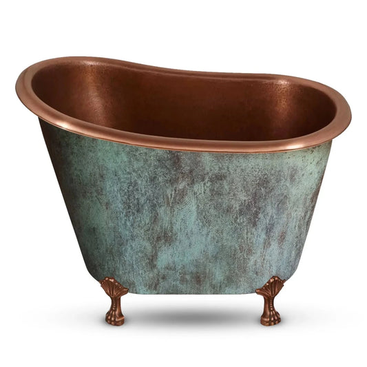 Coppersmith Creations Single - Slipper Turquoise Patina Soaking Tub 49 - inch - baths - Ice Cold Spice | Turquoise Patina