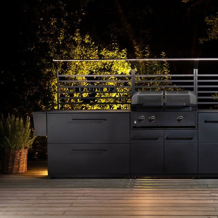 Cozze® Elements Outdoor Kitchen 110 with Drawers and Worktop - pizza oven - Ice Cold Spice | Black