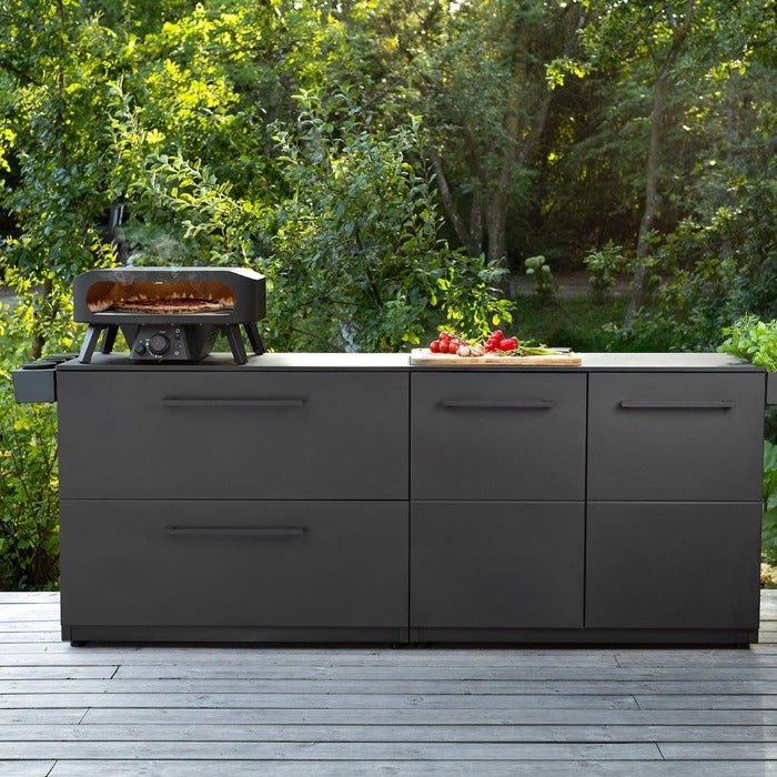 Cozze® Elements Outdoor Kitchen 110 with Drawers and Worktop - pizza oven - Ice Cold Spice | Black