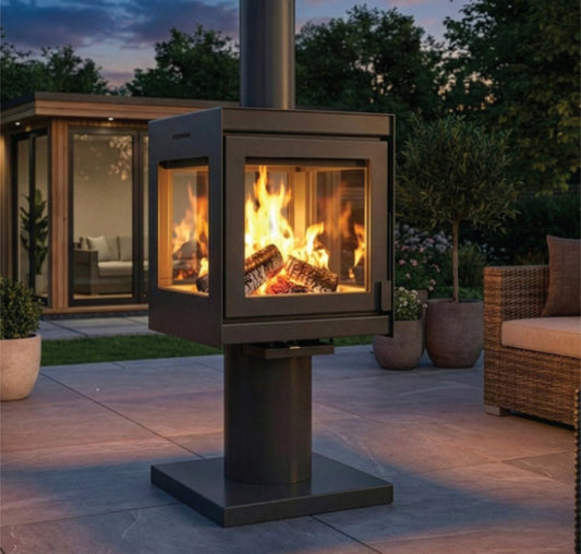 Firebloom Fresco Plus MK2 Pedestal Stove with Flue in Black