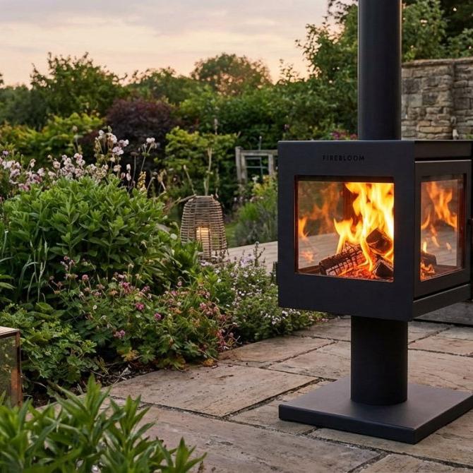 Firebloom Outdoor Wood Burning Stove in Black