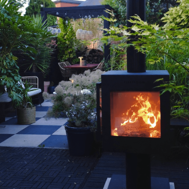 Firebloom Outdoor Wood Burning Stove in Black