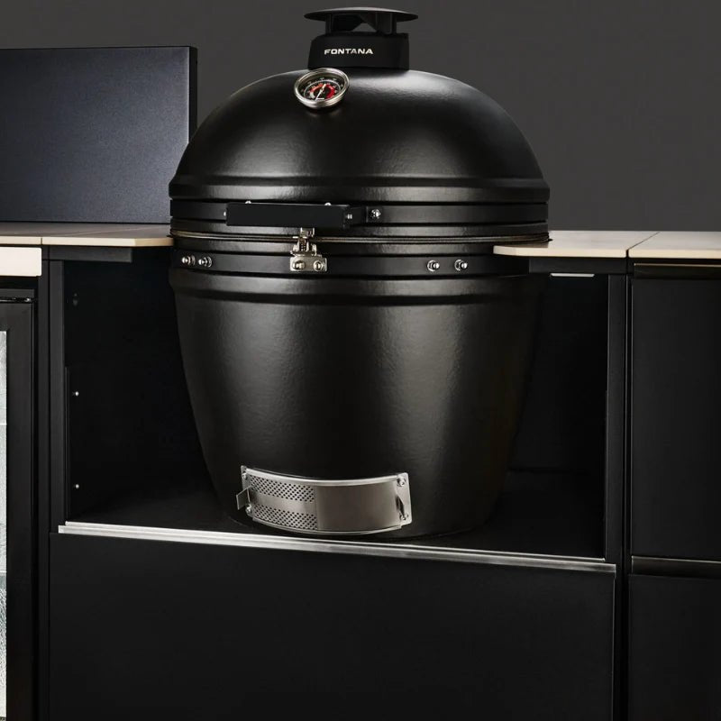 Fontana Ignes Black Outdoor Kitchen – 5 Burner BBQ, Sink, Fridge, and Gas Hob in Noir Avenue