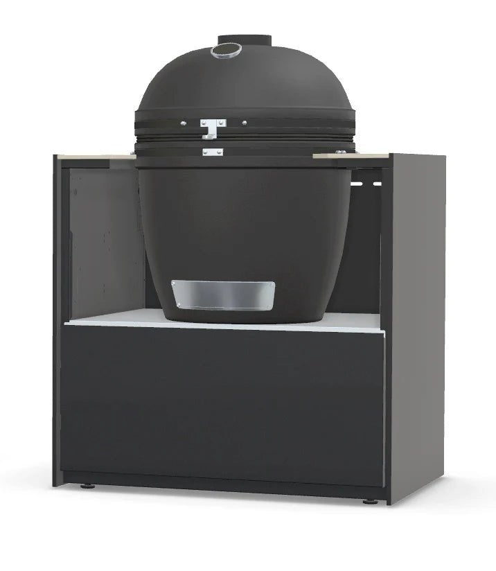 Fontana Ignes Modular Outdoor Kitchen – 4 Burner BBQ, Fridge, Integrated Kamado, and Storage in Noir Avenue