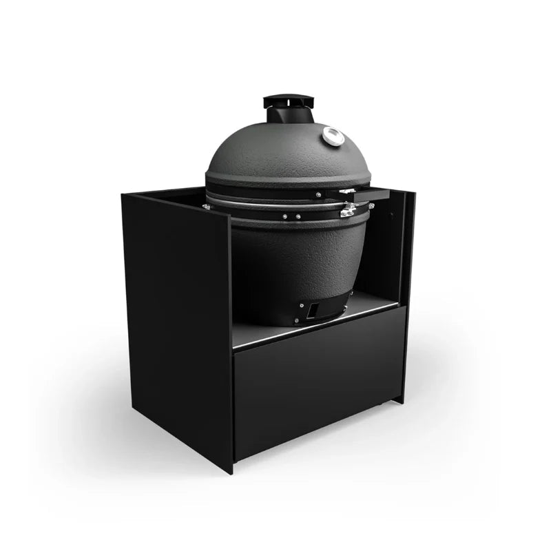 Fontana Ignes Modular Outdoor Kitchen – 4 Burner BBQ, Fridge, Integrated Kamado, and Storage in Noir Avenue