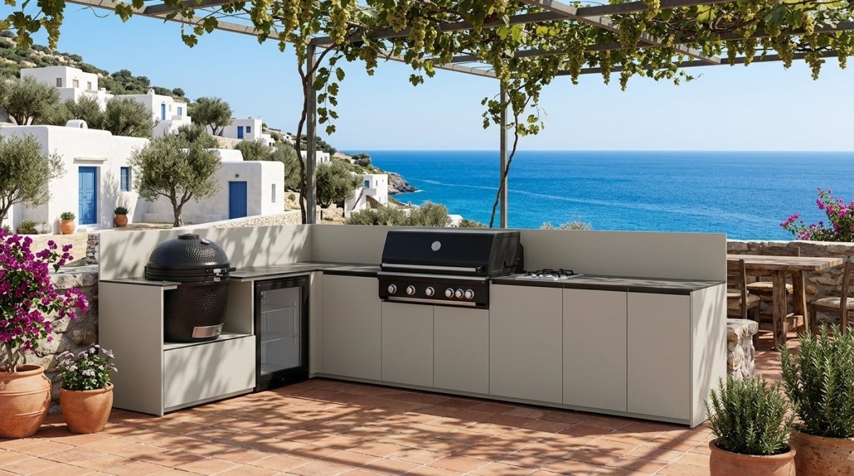 Fontana Ignes Modular Outdoor Kitchen with Porcelain Worktops in White Boulevard