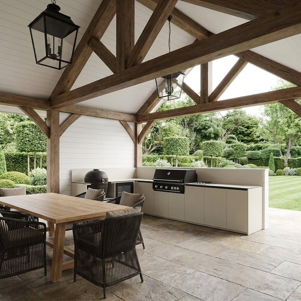 Fontana Ignes Modular Outdoor Kitchen with Porcelain Worktops in White Boulevard