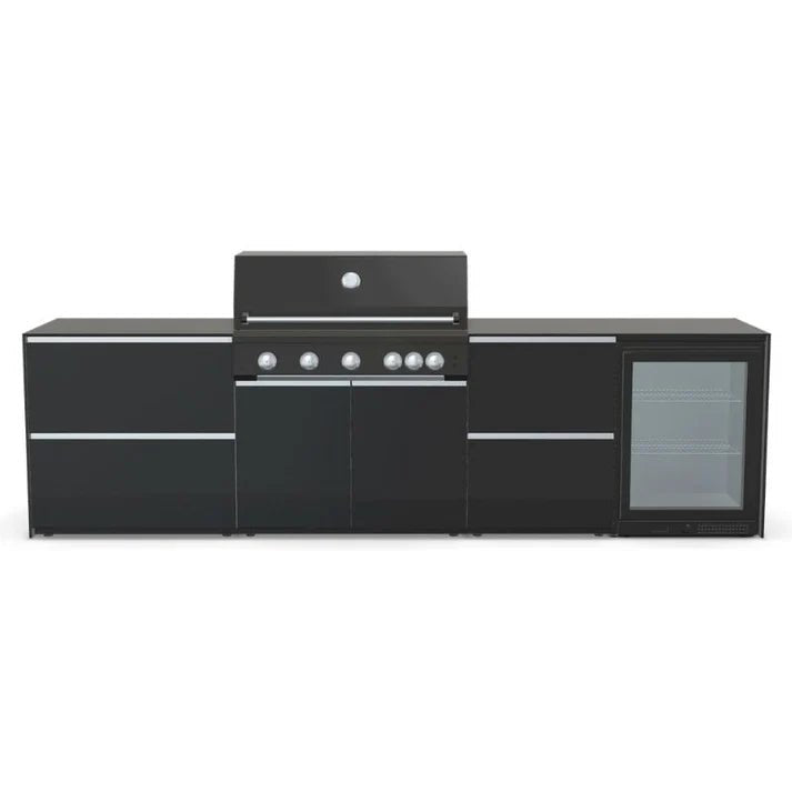 Fontana Ignes Outdoor Kitchen – 5 Burner Grill, Fridge, and Storage in Black