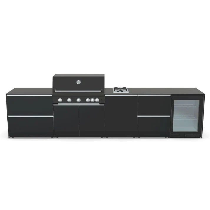 Fontana Ignes Outdoor Kitchen – 5 Burner Grill, Hob, Fridge, and Storage in Oyster Beige