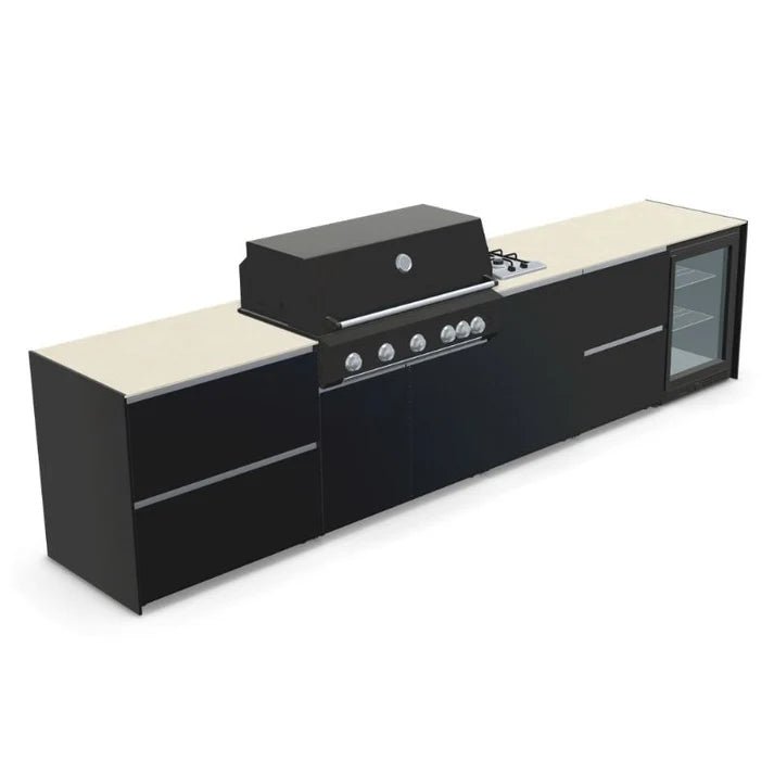 Fontana Ignes Outdoor Kitchen – 5 Burner Grill, Hob, Fridge, and Storage in Oyster Beige