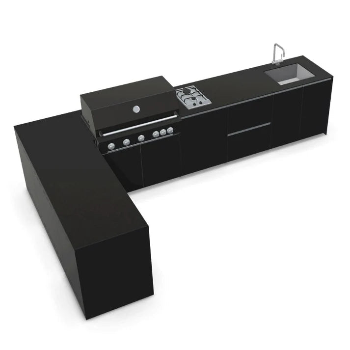 Fontana Ignes Outdoor Kitchen – 5 Burner Grill, Hob, Sink, Fridge, and Storage in Black