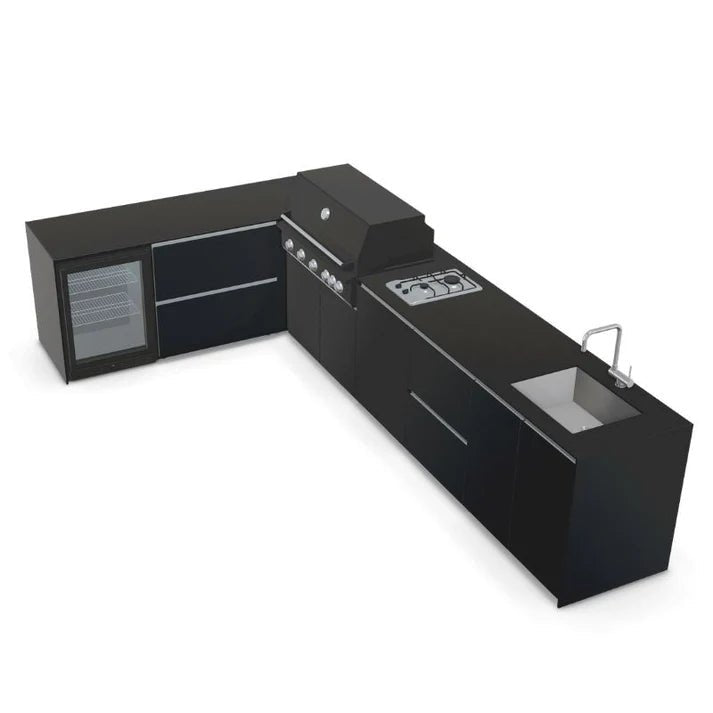 Fontana Ignes Outdoor Kitchen – 5 Burner Grill, Hob, Sink, Fridge, and Storage in Black