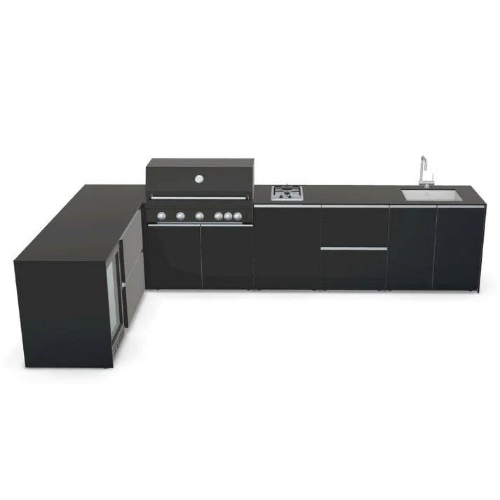 Fontana Ignes Outdoor Kitchen – 5 Burner Grill, Hob, Sink, Fridge, and Storage in Oyster Beige