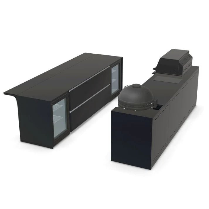 Fontana Ignes Outdoor Kitchen and Bar – 4 Burner Grill, Kamado, Hob, Storage, and Refrigeration in Oyster Beige