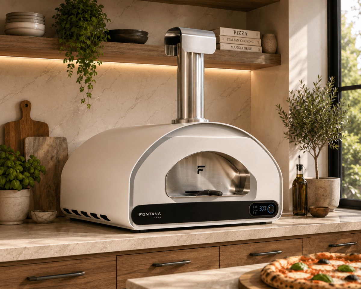 Fontana Volta 70 Dual Fuel in Grey/White Pizza Oven in White
