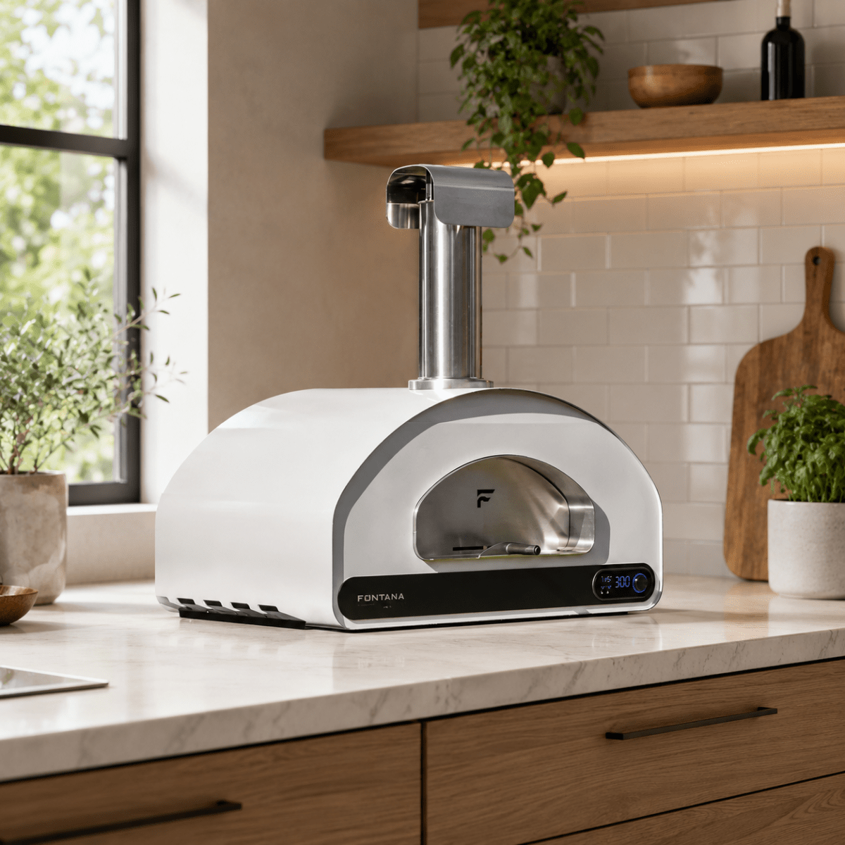 Fontana Volta 70 Dual Fuel in Grey/White Pizza Oven in White