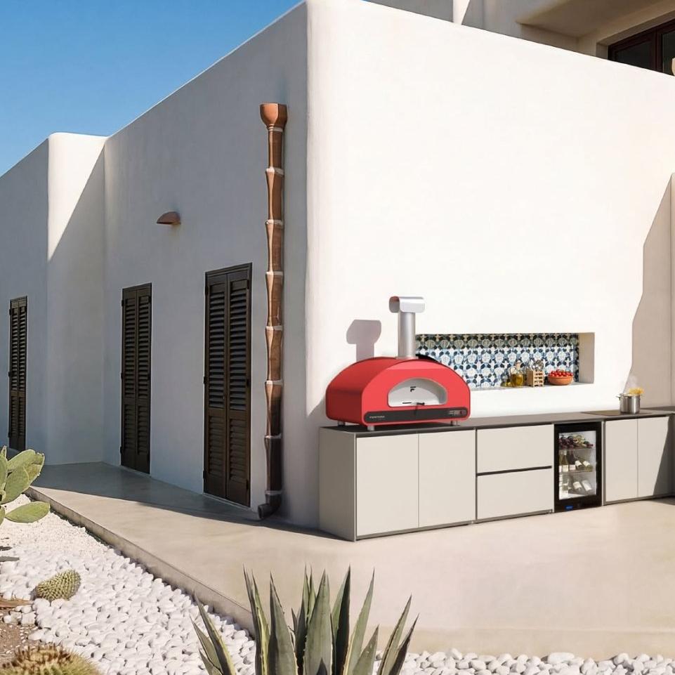 Fontana Volta 90 Dual Fuel in Rosso/Red Pizza Oven in Red