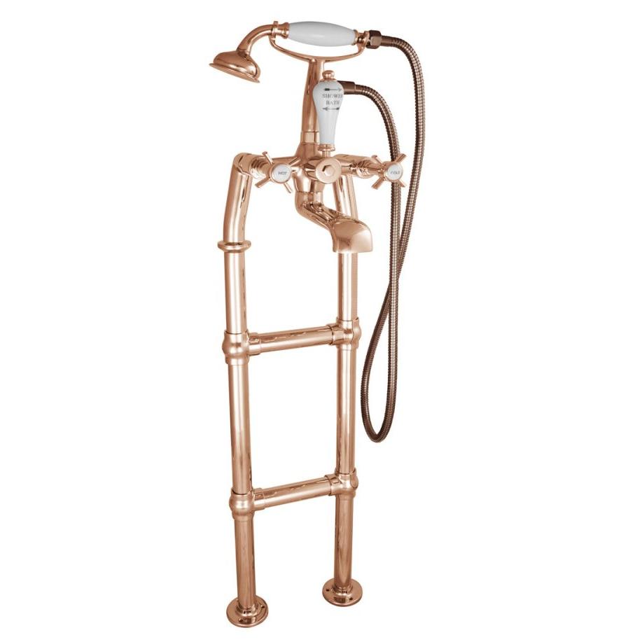 Hurlingham Freestanding Bath Mixer Taps With Small Tap Stand - Ice Cold Spice | 910H mm Copper