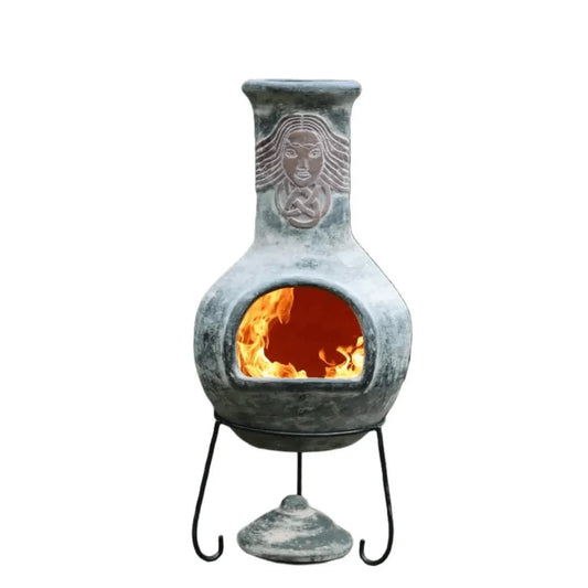 Gardeco Boudicca Grey/Green Mexican Chimenea XL in Grey - Green