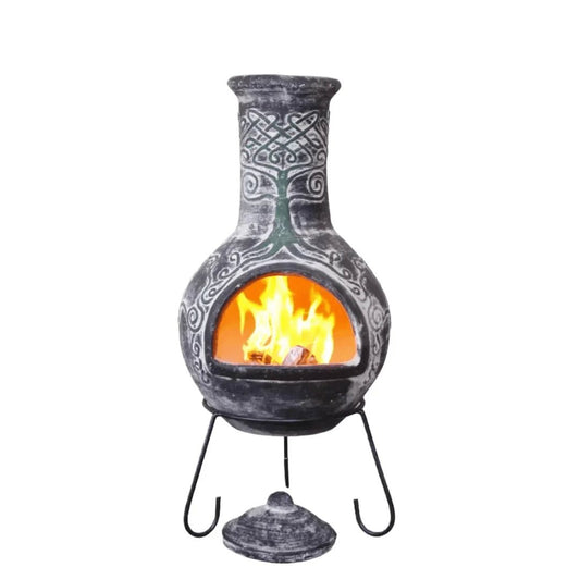 Gardeco Derwyn The Tree Charcoal Grey Mexican Chimenea in Charcoal Grey