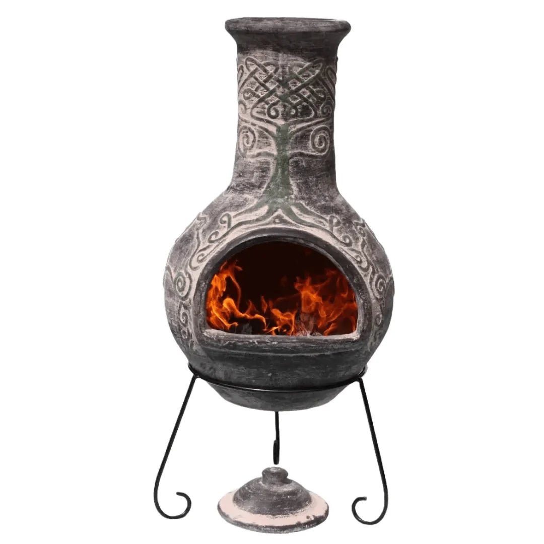 Gardeco Derwyn The Tree Charcoal Grey Mexican Chimenea in Charcoal Grey