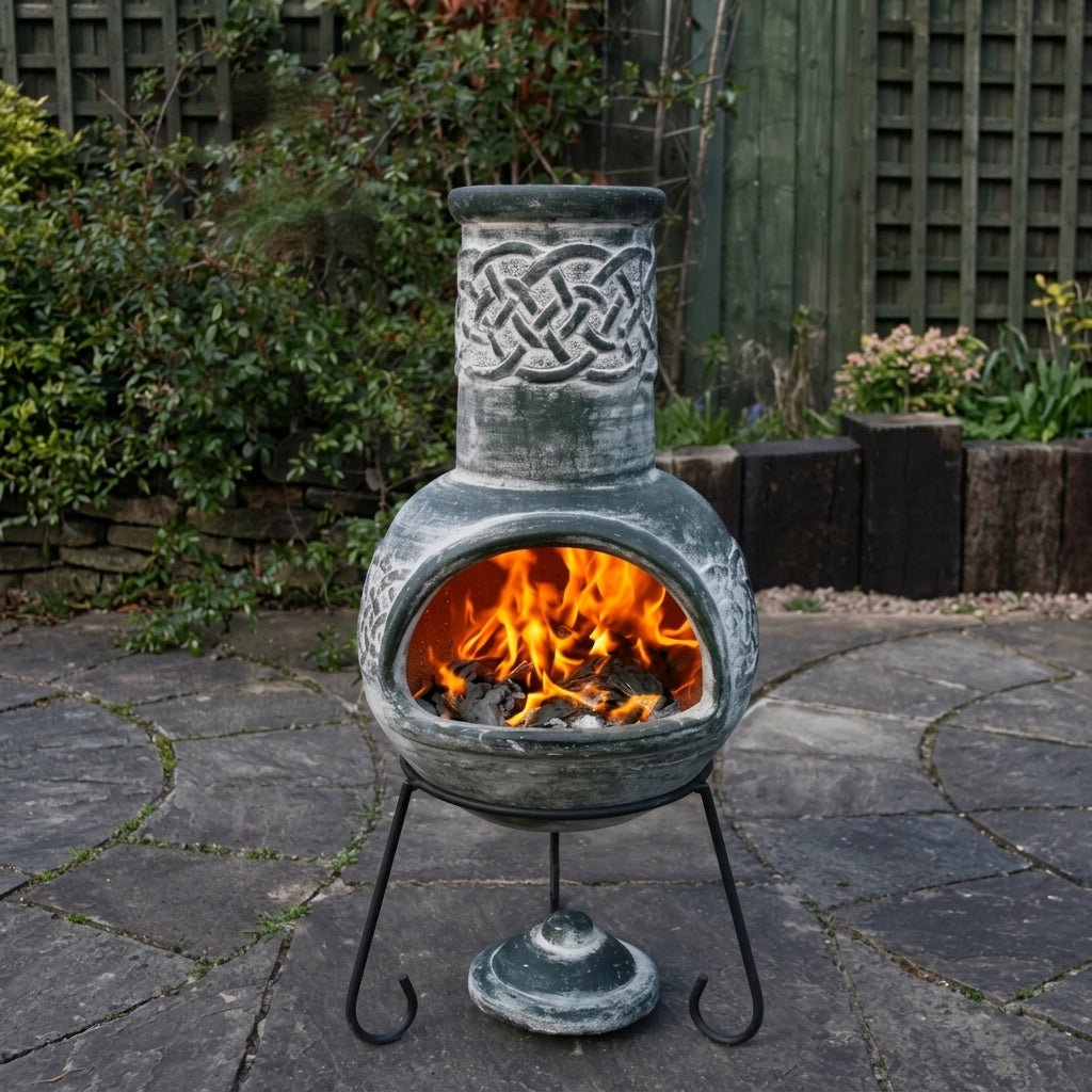 Gardeco Edyth Green Mexican Chimenea in Large