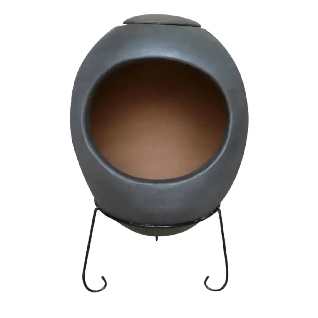 Gardeco Ellipse Charcoal Grey Authentic Mexican Chimenea XL in Charcoal Grey