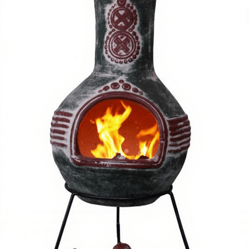 Gardeco Green & Red Azteca Authentic Mexican Chimenea XL in Green & Red
