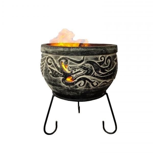Gardeco Grey Authentic Mexican Dragon Mini Garden Fire Pit in Charcoal Grey