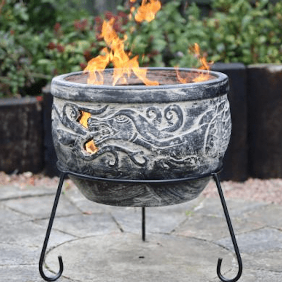 Gardeco Grey Authentic Mexican Dragon Mini Garden Fire Pit in Charcoal Grey