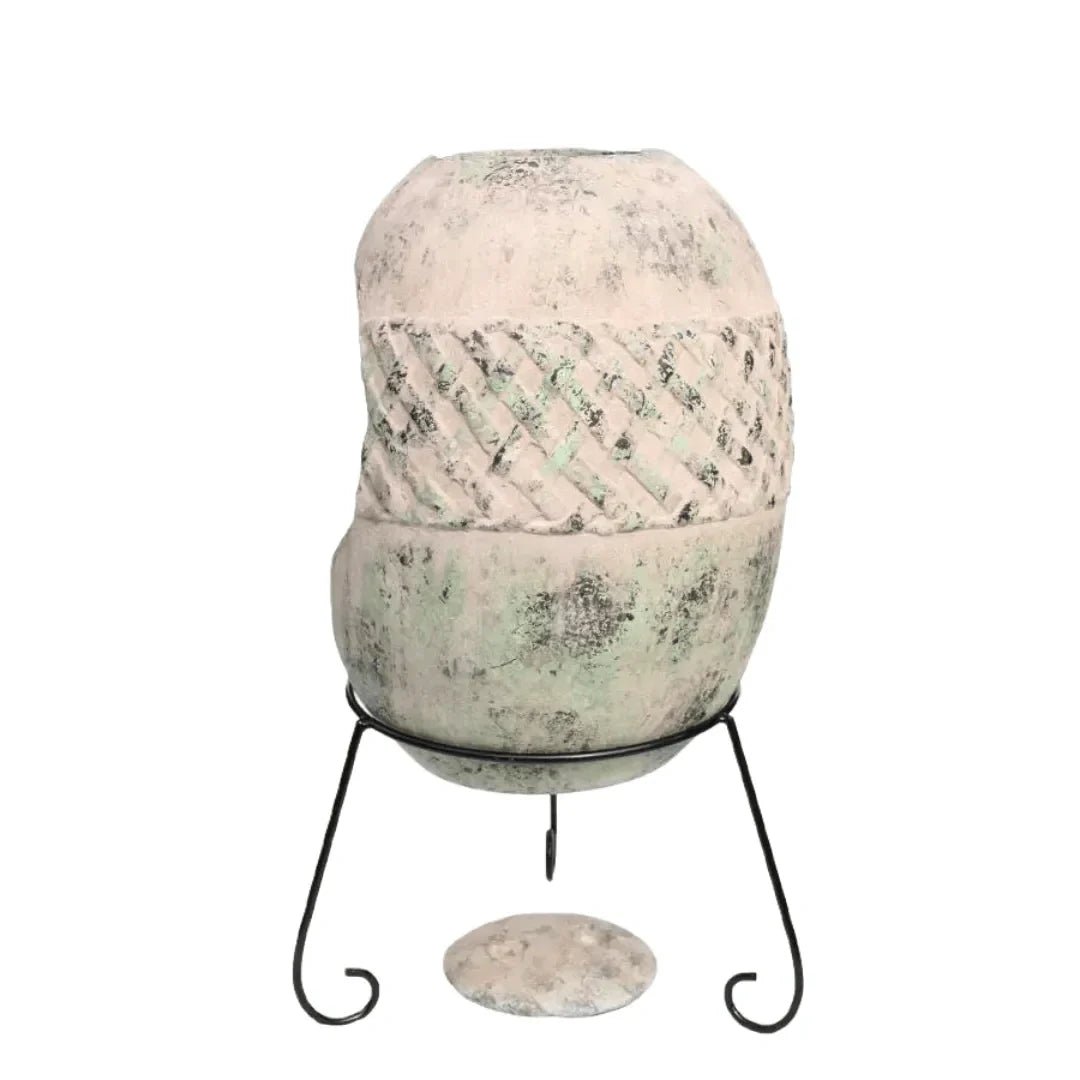 Gardeco Haeddyn Authentic Mexican Chimenea With Celtic Design Motif in White