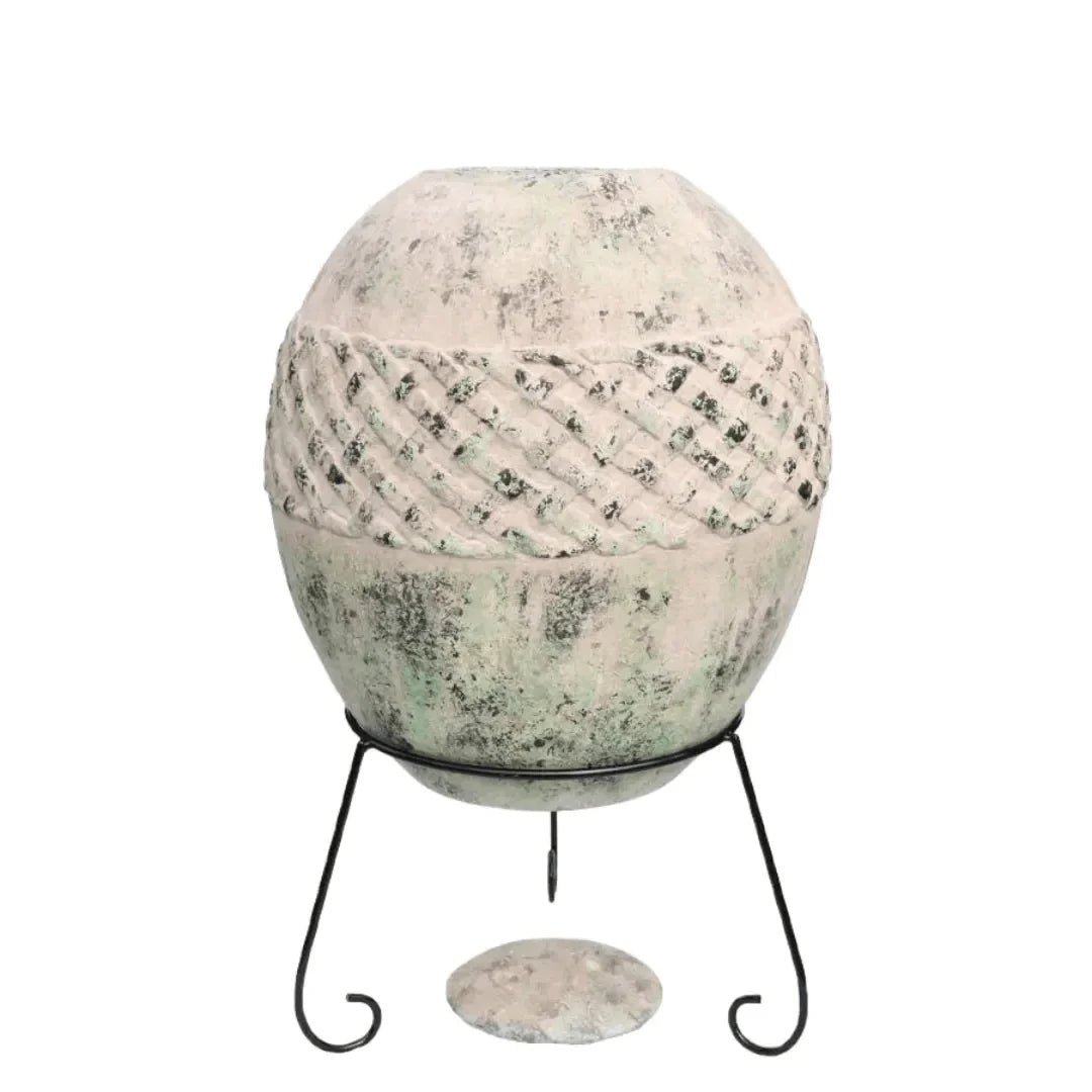 Gardeco Haeddyn Authentic Mexican Chimenea With Celtic Design Motif in White